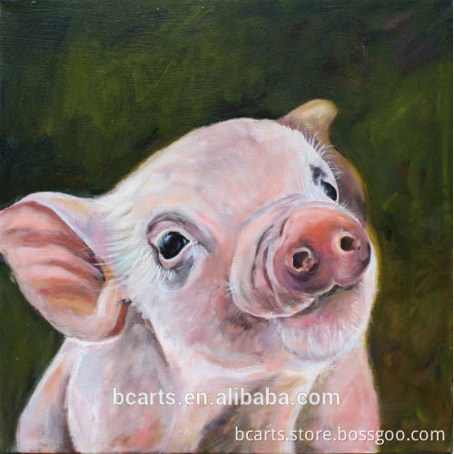 Lively wall hanging decor painting of pigs lovely animal oil painting